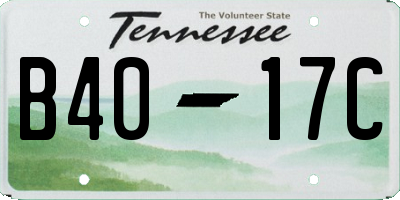 TN license plate B4017C