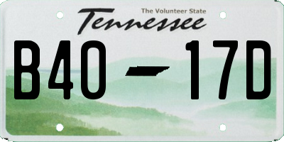 TN license plate B4017D