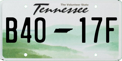 TN license plate B4017F