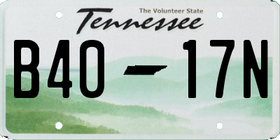 TN license plate B4017N