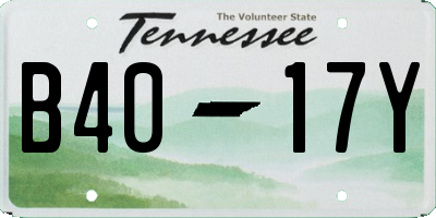 TN license plate B4017Y