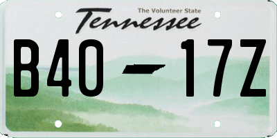 TN license plate B4017Z