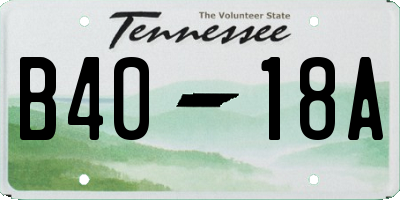 TN license plate B4018A