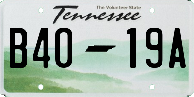 TN license plate B4019A