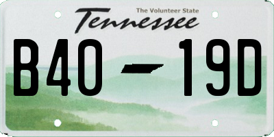 TN license plate B4019D