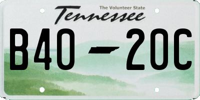 TN license plate B4020C