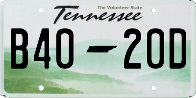 TN license plate B4020D