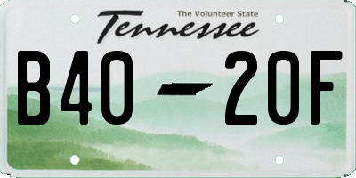 TN license plate B4020F