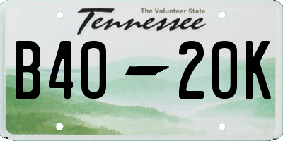 TN license plate B4020K
