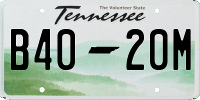 TN license plate B4020M