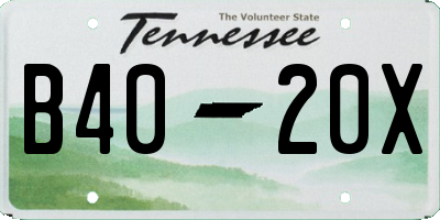 TN license plate B4020X