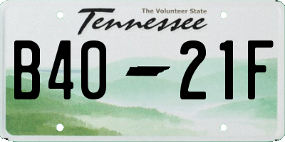 TN license plate B4021F