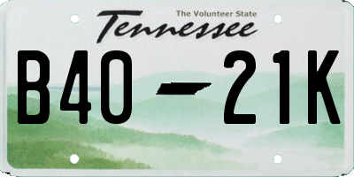 TN license plate B4021K