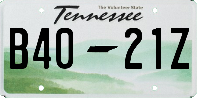 TN license plate B4021Z
