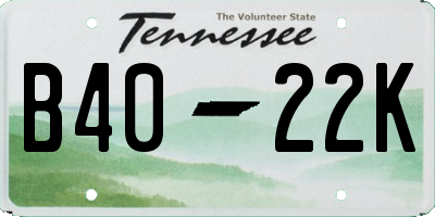 TN license plate B4022K
