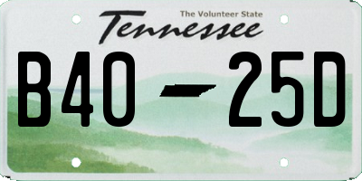 TN license plate B4025D