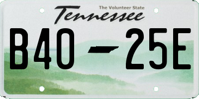 TN license plate B4025E