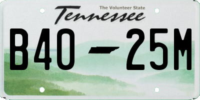 TN license plate B4025M