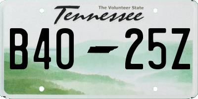 TN license plate B4025Z