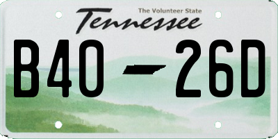 TN license plate B4026D