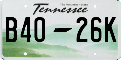 TN license plate B4026K