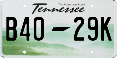 TN license plate B4029K