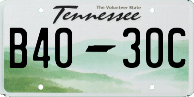 TN license plate B4030C