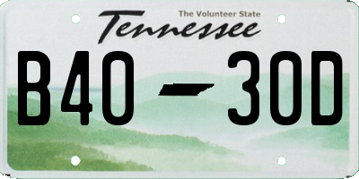 TN license plate B4030D
