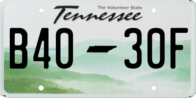 TN license plate B4030F