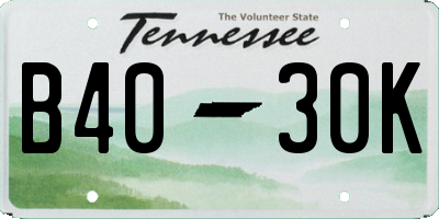 TN license plate B4030K