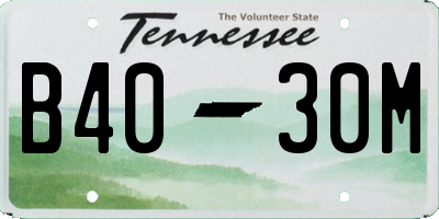 TN license plate B4030M
