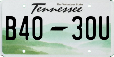 TN license plate B4030U