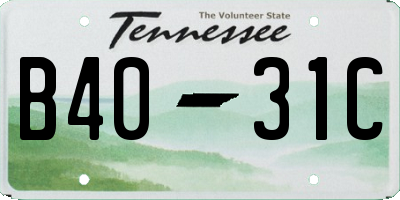 TN license plate B4031C