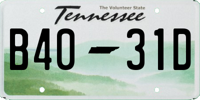 TN license plate B4031D