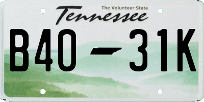 TN license plate B4031K