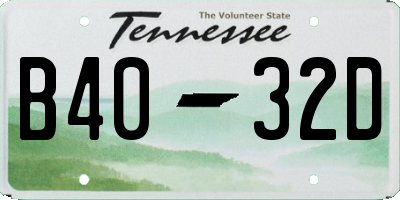 TN license plate B4032D
