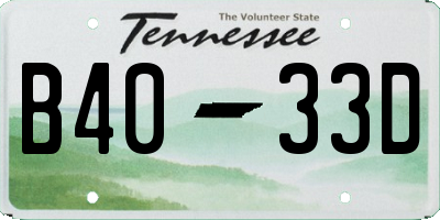 TN license plate B4033D