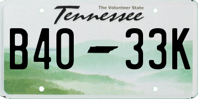 TN license plate B4033K