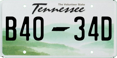 TN license plate B4034D