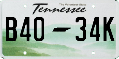 TN license plate B4034K