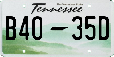 TN license plate B4035D
