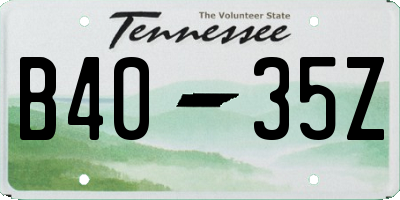 TN license plate B4035Z