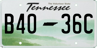 TN license plate B4036C