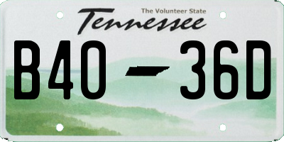 TN license plate B4036D