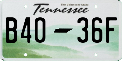 TN license plate B4036F