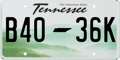 TN license plate B4036K