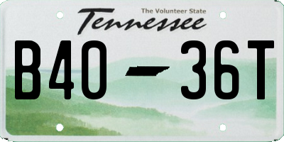 TN license plate B4036T