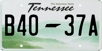 TN license plate B4037A