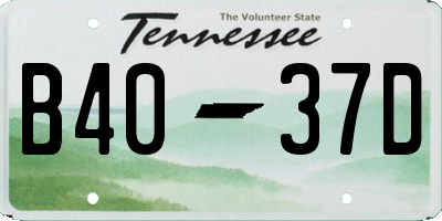 TN license plate B4037D