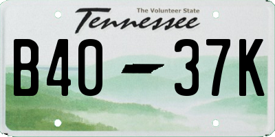 TN license plate B4037K